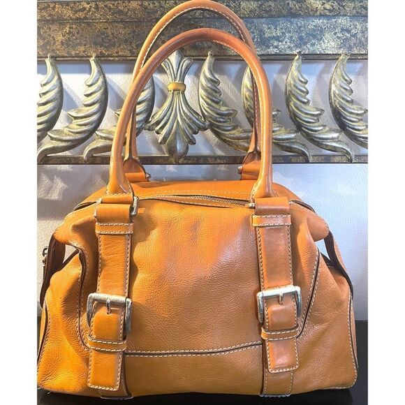 MICHAEL KORS Handbag Cognac Natural Brown Leather Purse Satchel Doctors Bag - Picture 1 of 16